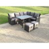 Fimous High Back Rattan Corner Sofa Set Dining Table Outdoor Furniture Dark Grey Mixed Right Option