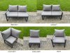 Fimous 9 Pieces Aluminium Garden Furniture Sets with Adjustable Rising Lifting Dining Table,Chair,2 Small Footstools 10 Seater Corner Sofa Set Dark Grey