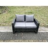 Fimous Rattan Outdoor Furniture Adjustable Rising Lifting Rectangle Dining Table Chairs Two Seater Love Sofa Sets Footstools 8 Seater