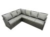 Fimous 10 Seat Poly Rattan Outdoor Patio Oblong Dining Table Corner Sofa Set with 3 Stool Chair for Garden Backyard Dark Grey Mixed