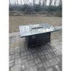 Fimous 10 Seater?Outdoor Lounge Rattan Sofa Set Garden Furniture Gas Firepit Set Dining Table With Chair Coffee Table Stools Dark Grey Mixed