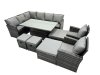 Fimous 12 Seat Poly Rattan Outdoor Patio Height Adjustable Rising Lifting Table Corner Sofa Set with 4 Stool 2 Chairs for Garden Backyard Dark Grey Mixed