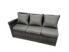 Fimous 11 Seat Rattan Garden Furniture Corner Sofa Set Outdoor Adjustable Lifting Dining or Coffee Table Set with 3 Footstools Dark Grey Mixed