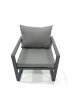 Fimous Outdoor Aluminium Garden Furniture Set with Adjustable Rising Lifting Dining Table 3 Seater Sofa 2 Chair Big Footstool 2 Side Tables Dark Grey