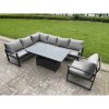 Fimous 7 Piece Garden Furniture Set 8 Seater Aluminium Outdoor Dining Set Dark Grey