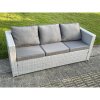Fimous 11 Seater Outdoor Garden Dining Sets Rattan Furniture Gas Fire Pit Dining Table Gas Heater with Side Table 2 Big Footstools Light Grey