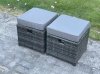 Fimous 7pc Rattan Sofa Garden Furniture Outdoor Patio Set with 3 Footstools Double Seat Sofa Dark Grey Mixed