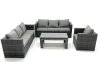 Fimous 7 Seater Rattan Garden Furniture Set Outdoor Lounger Sofa with Coffee Table Armchair Dark Grey Mixed