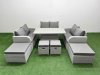 Fimous 8 PCs Rising Dining Table Set Inclining Love Sofa Seat 2 Big Footstool 2 Small Stool Light Grey