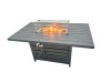 Fimous 4 Seat Outdoor Garden Furniture Set Aluminium Lounge 3 Seat Sofa Gas Fire Pit Table Sets with Chair 2 Side Tables Dark Grey