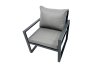 Fimous Outdoor Garden Furniture Set Aluminium Lounge 3 Seat Sofa Oblong Coffee Table Sets with 2 Chairs 4 Stools 2 Side Tables Dark Grey