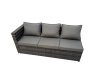 Fimous Outdoor Rattan Oblong Coffee Table Corner Sofa Sets Garden Furniture Set with 2 Chairs 2 Big Stools Side Table Dark Grey Mixed