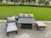 Fimous 5-Piece Aluminium Garden Furniture Sets 6 Seater Outdoor Conversational Dining Set with Adjustable Rising Lifting Dining Table