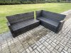 Fimous 8 Seater Garden Rattan Furniture Corner Sofa Dining Table Set with 2 Small Footstools Indoor Outdoor Lounge Sofa Set