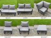 Fimous 8 Seater Aluminium Sofa Set 7 Pieces Outdoor Garden Furniture - Rising Dining Table with Cushions Dark Grey