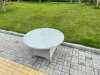 Fimous Rattan Garden Furniture Set with 1 Big Round Coffee Table & 6 Seater Chairs Light Grey Mixed