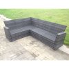 Fimous 6 Seater High Back Rattan Garden Furniture Set Corner Sofa With Black Tempered Glass Dining Table