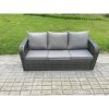 Fimous Rattan Wicker Garden Furniture Patio Conservatory Sofa Set with Rectangular Dining Table Reclining Chair 3 Seater Sofa 2 Side Tables