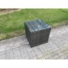 Fimous Outdoor Lounge Sofa Set Wicker PE Rattan Garden Furniture Set with Oblong Coffee Table Side Table 2 Small Footstools Dark Grey Mixed