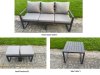 Fimous U-shaped Garden Furniture Set 11-Seater Aluminium Outdoor Dining Set with Adjustable Rising Lifting Dining Table 2 Small Footstools Dark Grey