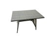Fimous 6 Seater Garden Outdoor Rattan Furniture Set Rattan Sofa Oblong Dining Table with 2 Big Stools Dark Grey