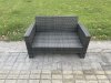 Fimous 4 Pieces Garden Furniture Sets Poly Rattan Outdoor Patio Height Adjustable Rising Lifting Table Sofa Dining Set with Big Footstool