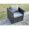 Fimous 8 Seater Outdoor Rattan Garden Furniture Lounge Sofa Chair Table Set In Dark Grey