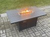 Fimous Aluminium 8 Seater Outdoor Garden Furniture Lounge Sofa Set Gas Fire Pit Dining Table with 2 Small Footstools 2 Side Tables Dark Grey