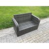 Fimous Outdoor Garden Furniture Sets 7 Seater Wicker Rattan Furniture Sofa Sets with Rectangular Coffee Table Love Sofa Big Footstool Dark Grey Mixed