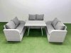 Fimous Rattan Garden Furniture Dining Set 6-seater Patio Rectangular Table Love Sofa Set