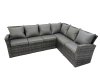 Fimous 10 Seater Garden Outdoor Rattan Furniture Set Rattan Corner Sofa Oblong Dining Table with Armchair 3 Footstools Dark Grey Mixed