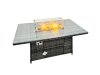 Fimous 12 Seat Poly Rattan Outdoor Patio Gas Firpit Dining Table Corner Sofa Set with 4 Stool 2 Chairs for Garden Backyard Dark Grey Mixed