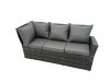 Fimous 11 Seater Garden Outdoor Rattan Furniture Set Rattan Corner Sofa Oblong Dining Table with 2 Armchairs 3 Footstools Dark Grey