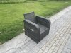 Fimous 8 Seater Wicker PE Rattan Garden Dining Set Outdoor Furniture Sofa with Rectangular Dining Table 2 Side Tables 2 Big Footstool Dark Grey Mixed