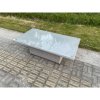Fimous PE Wicker Rattan Garden Furniture Adjustable Rising Dining or Coffee Table In Light Grey Mixed With Clear Tempered Glass Semi Assembled