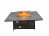 Fimous Garden Rattan Furniture Set 9 Seater Outdoor Corner Sofa Chair Gas Firepit Dining Table Set with 2 Big Stools Side Table Dark Grey
