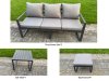 Fimous 4 Pieces Garden Furniture Set Aluminium Adjustable Rising Lifting Dining Table and Sofa Set with Big Footstool Dark Grey