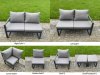 Fimous 8 Pieces Aluminium Garden Furniture Sets with Adjustable Rising Lifting Dining Table,Chair 9 Seater Corner Sofa Set Dark Grey