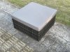 Fimous 7 Seater Outdoor Furniture Garden Dining Set Rattan Corner Sofa Set with Rectangular Coffee Table Big Footstool Dark Grey Mixed