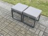Fimous Aluminium 5 Pieces Garden Furniture Sofa Set with Cushions 8 Seater Outdoor Patio Set with Square Coffee Table 2 Small Footstools Dark Grey