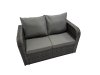 Fimous Rattan Garden Outdoor Furniture Set Love Sofa Square Coffee Table Set with 4 Stools Dark Grey Mixed