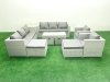 Fimous Outdoor Rattan Garden Furniture Set with Grey Cushions Luxury 12 Seater with 2 Chairs and Coffee Table For Conservatory,Patio