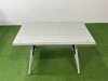 Fimous Garden Outdoor Rattan Furniture Set Rattan Corner Sofa Oblong Dining Table Set with Big Footstool Light Grey Mixed 7 Seater
