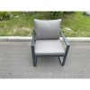 Fimous Aluminum Top 6 Seat Garden Furniture Dining Set Gas Fire Pit Table And Chairs Burner Heater Patio Outdoor Dark Grey