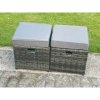 Fimous Rattan Outdoor Garden Furniture Sofa Set Patio Table & Chairs Set with 3 Seater Sofa Reclining Chair 2 Small Footstools Dark Grey Mixed