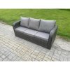Fimous 9 Seater Garden Furniture Set Rattan Outdoor Lounge Sofa Chair With Tempered Glass Table Side Table 2 Small Footstools Dark Grey Mixed