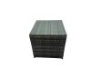 Fimous 6 Seater Wicker PE Rattan Furniture Outdoor Dining Table Double Seat Sofa 2 Side Table 2 Small Stools Set Dark Grey Mixed