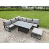 Fimous 5 Piece Garden Furniture Set 6 Seater Aluminium Outdoor Dining Set Dining Table & Cushions, Grey