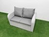 Fimous 9 Seater PE Wicker Rattan Furniture Sofa Sets with Rectangular Coffee Table 2 Seater Love Sofa 3 Stool Side Table Light Grey