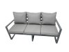 Fimous 6 Seat Outdoor Garden Furniture Set Aluminium Lounge 3 Seat Sofa Oblong Coffee Table Sets with Chair 2 Small Stools 2 Side Tables Dark Grey